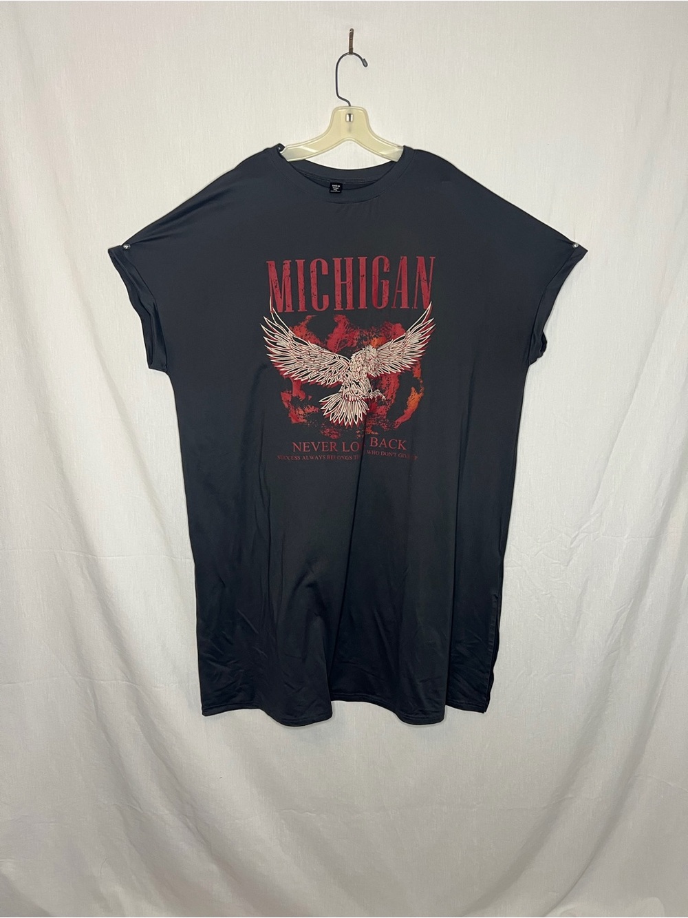 SHEIN Curve Michigan Eagle Graphic Oversized T-Shirt Dress 3XL Grunge